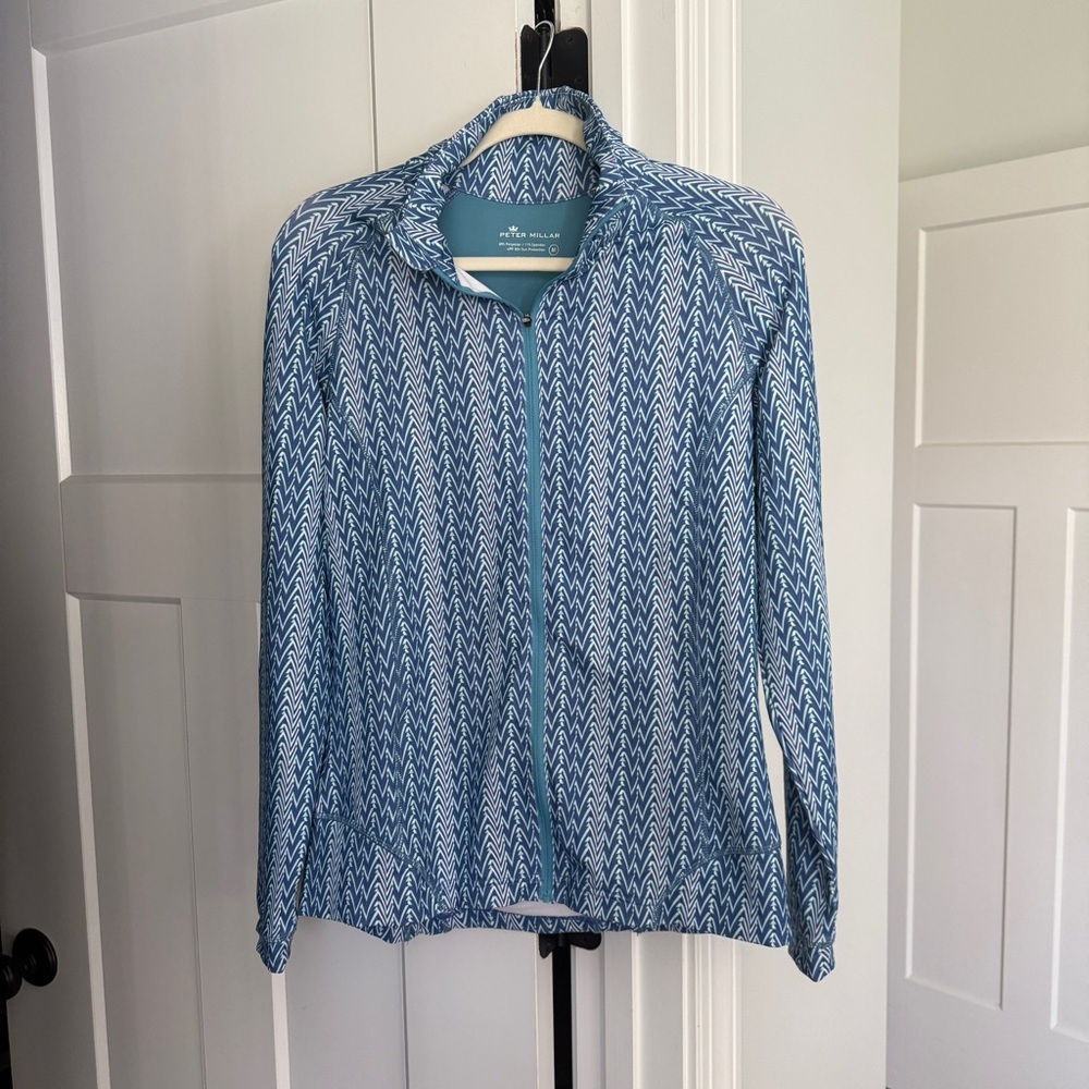 Peter Millar Blue UPF 50+ Full‎ Zip stretch jacket